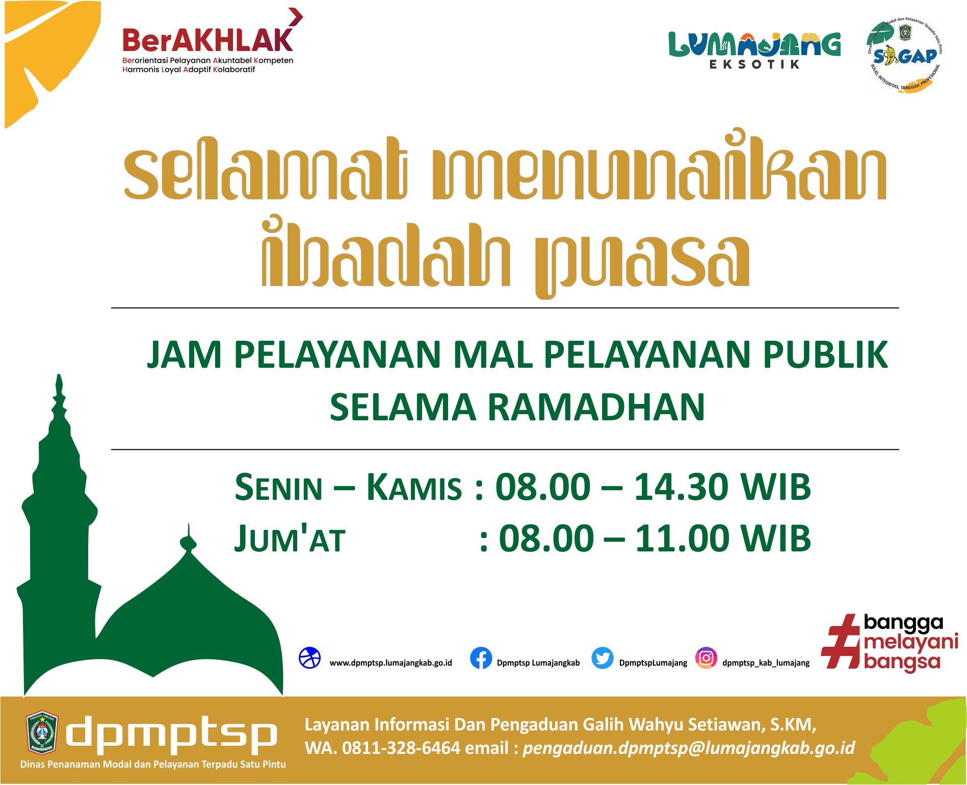 POJOK INFO : Jam Pelayanan Mal Pelayanan Publik Kabupaten Lumajang Selama Ramadhan