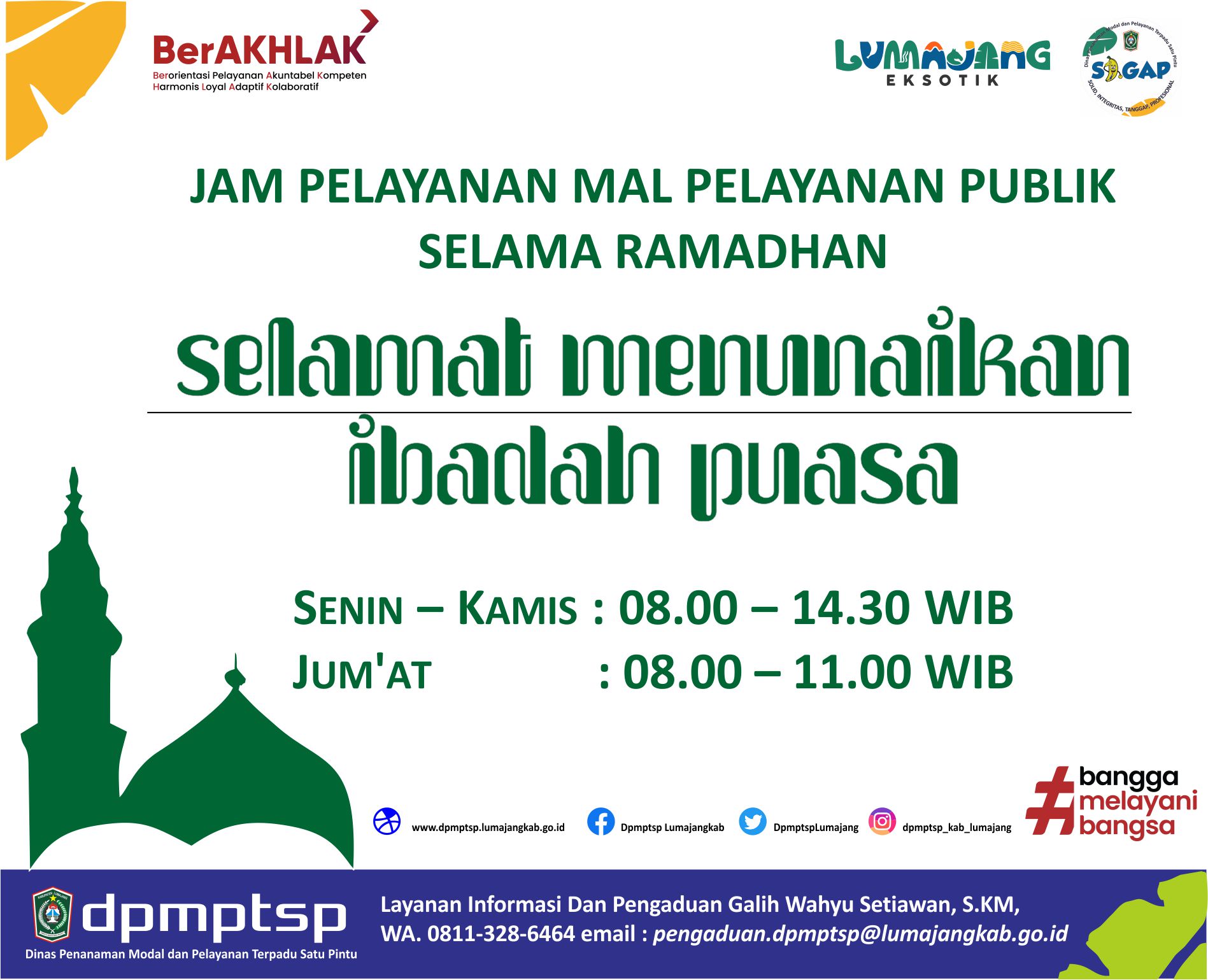 POJOK INFO : Jam Pelayanan Mal Pelayanan Publik Kabupaten Lumajang Selama Ramadhan