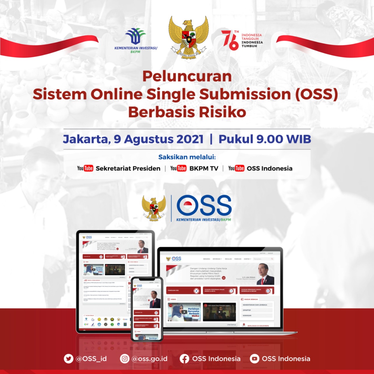 Peresmian Peluncuran Sistem Online Single Submission Berbasis Risiko (OSS RBA)