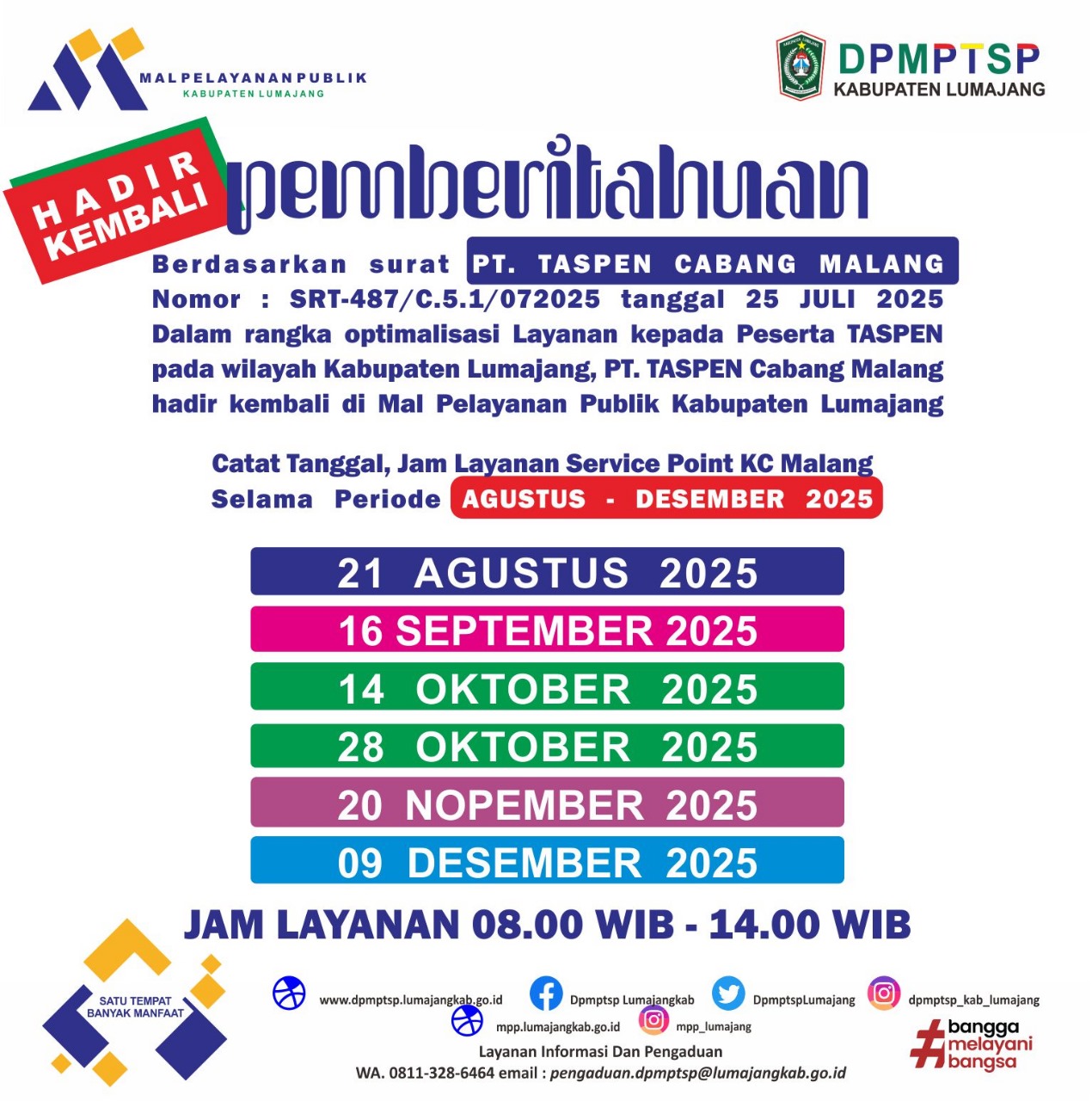 Jadwal Layanan TASPEN di MPP Kabupaten Lumajang Agustus-Desember 2025