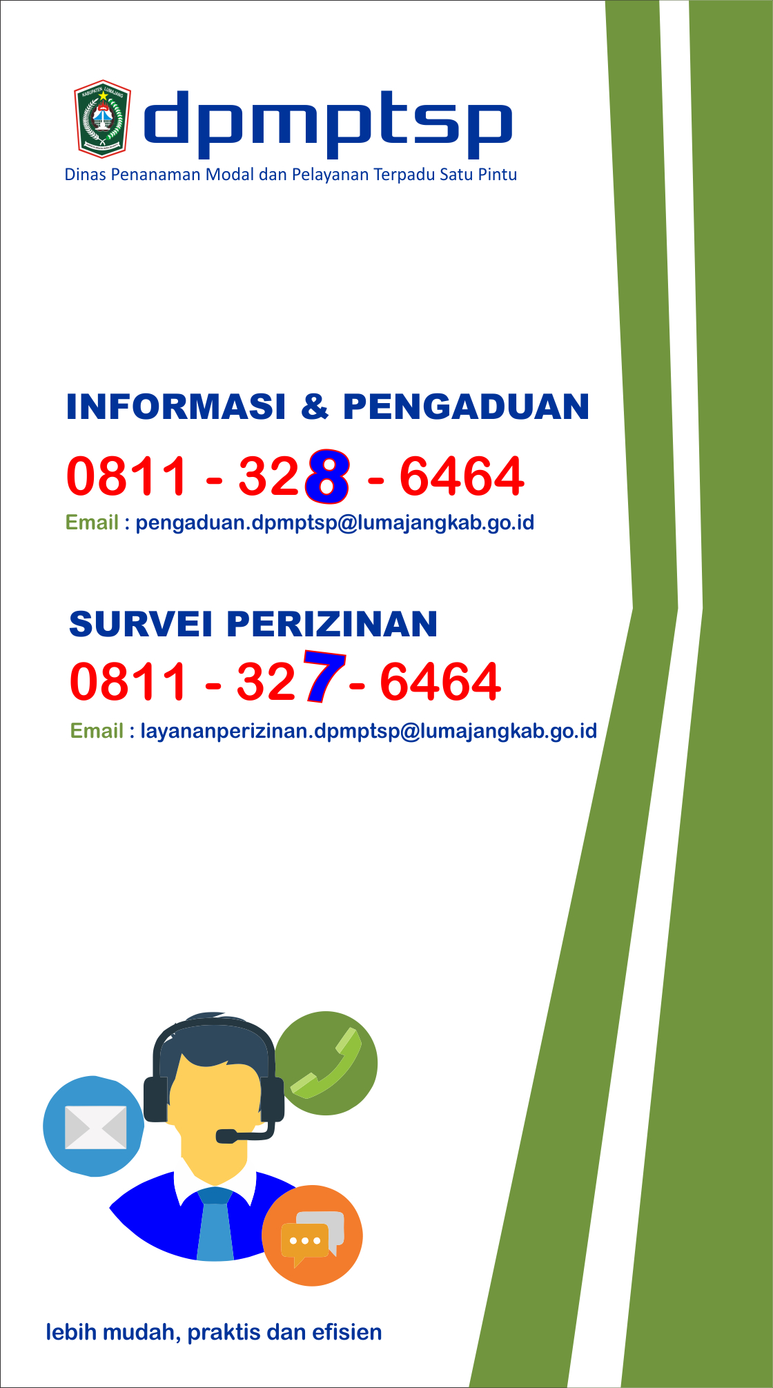 Layanan Informasi  Pengaduan dan Perizinan Nomor Telephone dan Email